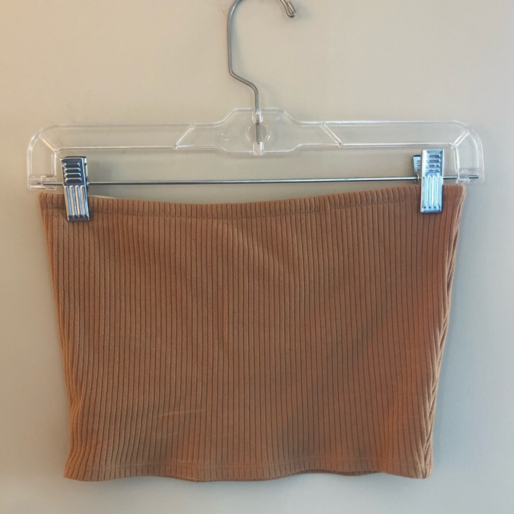 Tan ribbed tube top
